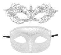 Generico Masquerade Ball, Couple Face Covers - Mysterious Lace Masquerade Face Cover Set 2 Pieces | Party Costume Accessory, Into Cover