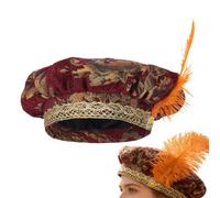 Genérico Medieval Cap - French Cap Hat 59cm | Tudor Renaissance Costume Accessory - Polyester Caps for Role Playing | Carnival Cosplay Wedding Festival