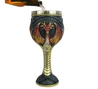 Generico Medieval Dragon Wine Goblet - Lime Intricate Dragons | Flame Stainless Steel Gothic Cup for Theme Parties, Collectors and Gift Ideas