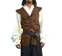 Generico Medieval Viking Vest Men Steampunk Vikings Pirates Sleeveless Vest Coat Renaissance Medieval Cosplay Victorian Jacket