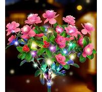 Genérico Memorial Garden Bloom Lights, Solar Stake Lights Featuring Ultra-Realistic Artificial Petals, Solar-Powered & Weatherproof, for Yard Patio Pathway Lawn Fence(Style C,Warm)