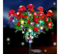 Genérico Memorial Garden Bloom Lights, Solar Stake Lights Featuring Ultra-Realistic Artificial Petals, Solar-Powered & Weatherproof, for Yard Patio Pathway Lawn Fence(Style D,Warm)