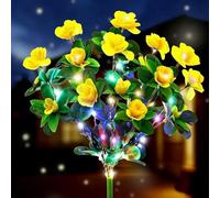 Genérico Memorial Garden Bloom Lights, Solar Stake Lights Featuring Ultra-Realistic Artificial Petals, Solar-Powered & Weatherproof, for Yard Patio Pathway Lawn Fence(Style B,Warm)