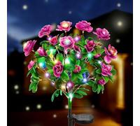 Genérico Memorial Garden Bloom Lights, Solar Stake Lights Featuring Ultra-Realistic Artificial Petals, Solar-Powered & Weatherproof, for Yard Patio Pathway Lawn Fence(Style A,Colored)