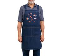 Generico Men's Denim Apron, Kitchen Clothes with Pockets | Kitchen Apron | For Barman Butchers Restaurant Artists BBQ Gardeners Carpenters Welders Garage, dark blue, riferimento alla descrizione