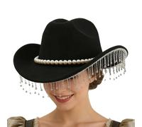 Genérico Men's Hat, Accessories - Western Hat with Crystal Tassels for Gentlemen | for Wedding Celebration Cosplay and Photoshoot