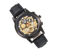 Generico Mens Leather Business Wrist Strap with Date Display Stylish Accessory | Elegant for Formal Casual Party Office Daily Wear, Black, Please refer to the description