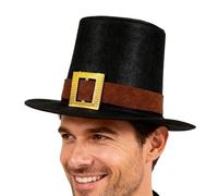 Generico Men's Pilgrim Hat, Adjustable Hats for Thanksgiving Day, Black Cylinder for Costumes - For Boys and Adults Men Women Cosplay School Theatre Parties