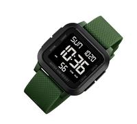 Generico Mens Sports Watch - Square LED Digital Display with Timer and Backlight, Water Resistant Design for Swimming, Diving, Fitness Training and Daily Use | Travel, Army Green, Please refer to the