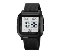 Generico Mens Sports Watch - Square LED Digital Display with Timer and Backlight, Water Resistant Design for Swimming, Diving, Fitness Training and Daily Use | Travel, Black And White, Please refer to