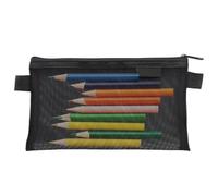 Genérico Mesh Pencil Pouch, Stationery Bag, Large-Capacity Organizer with Zipper Closure, Transparent Portable Case, Ideal for School Supplies, Children, Teens, Pen Storage, 20.5x12cm, Black, Consulte