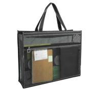 Generico Mesh Zipper Document Bag, Mesh Zipper Bags - Clear Poster Storage Bag 17x13x4.4 inch with Handle and | A3 Tote for Poster, Painting, M, Black, riferimento alla descrizione, Please refer