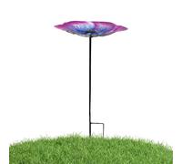 Genérico Metal Bird Bath | 63 cm Floral Water Drinker for Bees, with Stake and Bowl Bird Bath | for Hummingbirds Bee Butterflies Garden Patio Terrace and Farm