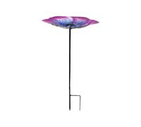 Genérico Metal Bird Bath with Flower, Metal Water Bowl with Flower and 63 cm - Bird Bath Bowl with Stake, for Garden and Patio Lawn Butterfly Farm