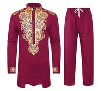 Genérico Middle Eastern Thobe for Men with Pants - Thobe Muslim Long Sleeve Kaftan Loose Dubai Arab Clothing African Dashiki Islamic Costume for Men Sets