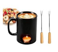 Genérico Mini Fondue Cup, Small Portable Fondue Pot for Desserts with Fork, Personal Mug for Warming and Melting Candy, for Candy Desserts, Snacks, Candy and Milk