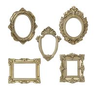 Genérico Mini Vintage Photo Frames - Retro Lace Style Resin Decorative Frames - Small Photo Display | Pack of 5 Models A B C D E Color Gold Bronze Process Ideal For Deco