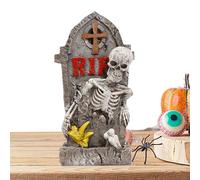 Genérico Miniature Tombstones Figurines | Halloween Party Cemetery Decoration | Spooky Hand Carved Skull Decor for Bookshelf Desk Home Photo Background