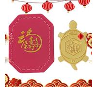 Generico Money Turtle - Golden Tortoise Guarding Praying Statue With Red Leather Cases | Metal Water Plate Living Wealth Health Good Luck Treasure Turtle Ornament And Others