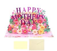 Genérico Mothers Day Cards, Happy Mother's Day Card | Pop-up Mothers Day Cards,Blessings 15x20cm Paper Sculptures with Message Note and Envelope for Grandma