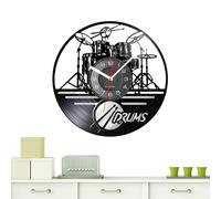 Generico Musical Wall Clock - 30 cm Drum Record Design, Creative Vinyl Clock, Selected Material, Elegant Accent for the Home | Family Party Decoration