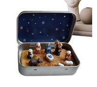 Generico Nativity Set - 9.5x2.36 Inch Jesus Nativity Scene Set in a Tin Box Christian Fireplace Decoration | Living Room Office Farmhouse Travel Holiday