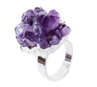 Generico Natural Amethyst Ring, Natural Rings for Women, Adjustable Amethyst Ring for Women | Unfinished Jewellery for Christmas Birthday Cape, riferimento alla descrizione, Crystal, Please refer
