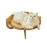 Genérico Natural Rattan Cat Bed - Elevated Cat Lounger for Kittens, Cooling Fabric | Cooling Rattan Summer Mat, Durable and Scratch Resistant for Puppies and Cats