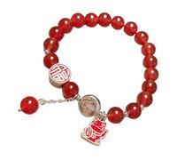 Generico New Year Bracelet - Feng Shui Bracelet | Red Beaded Bracelet | Red Agate Year of the Snake Bracelet | Handmade Beaded Bracelets | Good Luck Bracelets, Fare riferimento alla descrizione, Agate