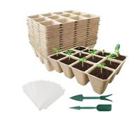 Genérico Nursery Pots | 12 Cell Transplant Cups Kit | with Tools and Labels Root Friendly Planting Cups, for Care Growing and Propagating Vegetables Flowers and
