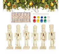Genérico Nutcracker Decoration, 6 Pieces of Wood, Christmas Nutcracker Figures and Party Decoration, for Kids Family Home Office School Favourites Party Projects