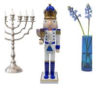 Generico Nutcracker Figures - Traditional Painted Nutcracker Figures for Hanukkah | White and Blue Festive Centerpiece for Sideboard Shelf