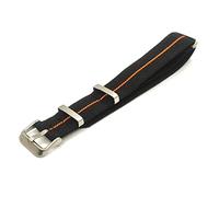 Generico Nylon Elastic G10 Watch Strap with Double Safety Loop Comfort 18 mm 20 mm 22 mm Green Red Yellow Black Grey Orange Beige Blue Military Vintage Army 007, Black/Orange, 20mm, Born