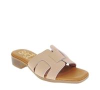 Generico OH My Sandals 5343 Women's Leather Sandals Slippers Chunky Heel 3 cm Rubber Sole, beige, 5 UK