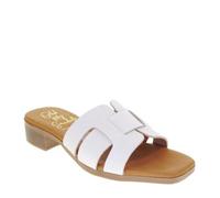 Generico OH My Sandals 5343 Women's Leather Sandals Slippers Chunky Heel 3 cm Rubber Sole, Ice, 5 UK