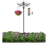 Generico Outdoor Double Shepherd Hook - Stand, Metal Hook | Tall Adjustable Garden Stand Sturdy Five Legs for Bird Feeders, Flower Pots, Wind Spinners