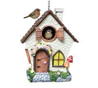 Generico Outdoor House - Flower Pattern Hand Painted Resin 21 cm, Caseta for Weatherproof Hanging with Metal Chain, Antiven Nesting House