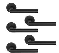 Genérico Pack of 5 Sets of Black Rosette Handle L Straight for Interior Doors