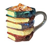 Generico Painted Book Mug, 3D Novelty Book Stack Coffee Mug, Painted Bo-ok Coffee Cup, Colorful Glass Mugs With B-OOK-Themed Design, For B-OOK Lovers Readers Teachers Literary Friends