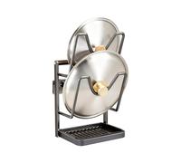 Genérico Pan Organizer: Vertical Stainless Steel Grid, Removable Tray, Spoon and Spatula Holder | Kitchen Pantry Counter, Restaurant Storage, S