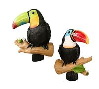 Generico Parrot Sculpture - Artificial Decoration | Resin Artistic Figure Animal Sculpture, 2x Large Parrot Statues, Outdoor Sculptures Tiki Bar Decorations for Garden