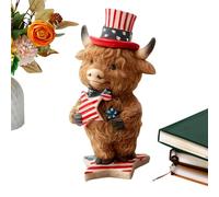 Genérico Patriotic Highland Figurines - Highland Ornaments for 4th of July,Collectible Home Decorative Figure