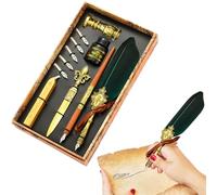 Genérico Pen and Ink Set,Vintage Calligraphy Dip Pen Kit | Calligraphy Ink Set with Replacement Tips, Stamp Sticks, Stamp, Reg Set