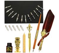 Generico Pen Ink Set - Antique Pen for Writing, Goose Pen Set Includes Dip Pen, Ink, Spare Tips, Seal Sticks