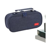 Genérico Pencil Case with Handle - Large Multi-level School Pencil Case, Desk Accessories for Library Outdoor Travel Make-up Mural Home School Classroom Bedroom, navy, Consulte la descripción, See