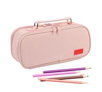 Generico Pencil Case with Zipper - Multi-Layer Large Pencil Case | Makeup Pen Container Outdoor Dormitory Travel Ceramic Crafts Classroom Desk School Wall, pink, Please refer to the description