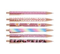Generico Pens | 6 Pieces 1.0 mm Shiny Ergonomic Stationery | Fancy Pen for Women | School Desk, Classroom, College, Work, Home, Diary, Stationery