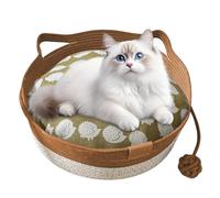 Generico Pet Basket, Cat Basket Woven Rope - Made of Cotton, Washable, with Removable Cushion, Soft for Outdoor Bedside Sleeping in the Stan