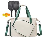 Genérico Pickle Ball Bag, Ball Sling Pouch, Bottle Pocket Shoe Compartment, Waterproof Spacious Handle for Racket Court Badminton Family Travel Gym Workout, Black, 43x20x30cm
