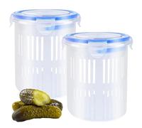 Generico Pickle Jar Container | 2 Pieces Transparent | Pickle Holder and Preserver for Vegetables, Cucumberries, Grapes, Blackberries, Blueberries, Pieces of Pineapple and Fruits